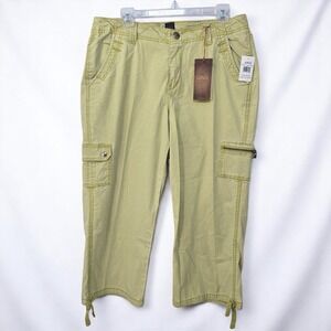 JAG Trinity Cargo Crop Pants Green Citron Capris Womens 16 Casual‎  Comfort NWT